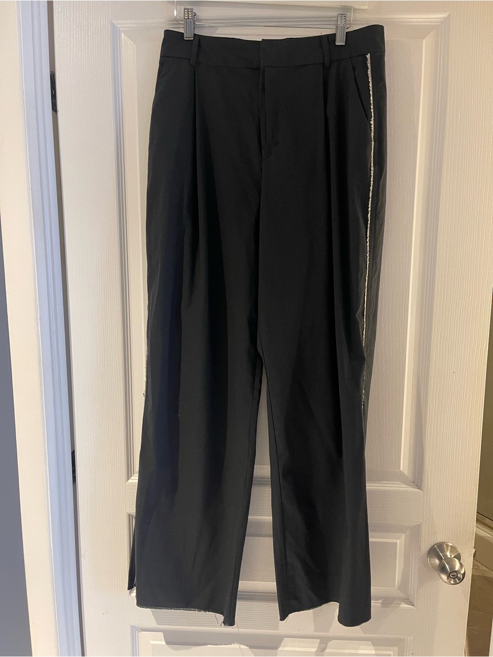 Women’s Dark Grey Dress Pants with Side Stripe